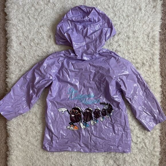 Vintage California Raisins 1987 Purple 100% Vinyl Rain Coat Jacket Kids Sz 5 - Picture 8 of 13
